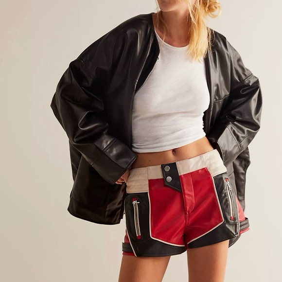 We the free Full Throttle Leather Moto Shorts Sz 2